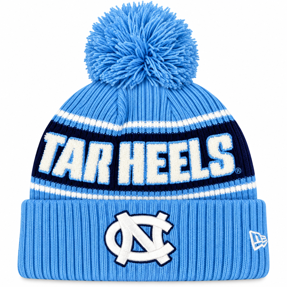 North Carolina Tar Heels New Era Bold Knit Cuffed Knit Hat with Pom - Carolina Blue
