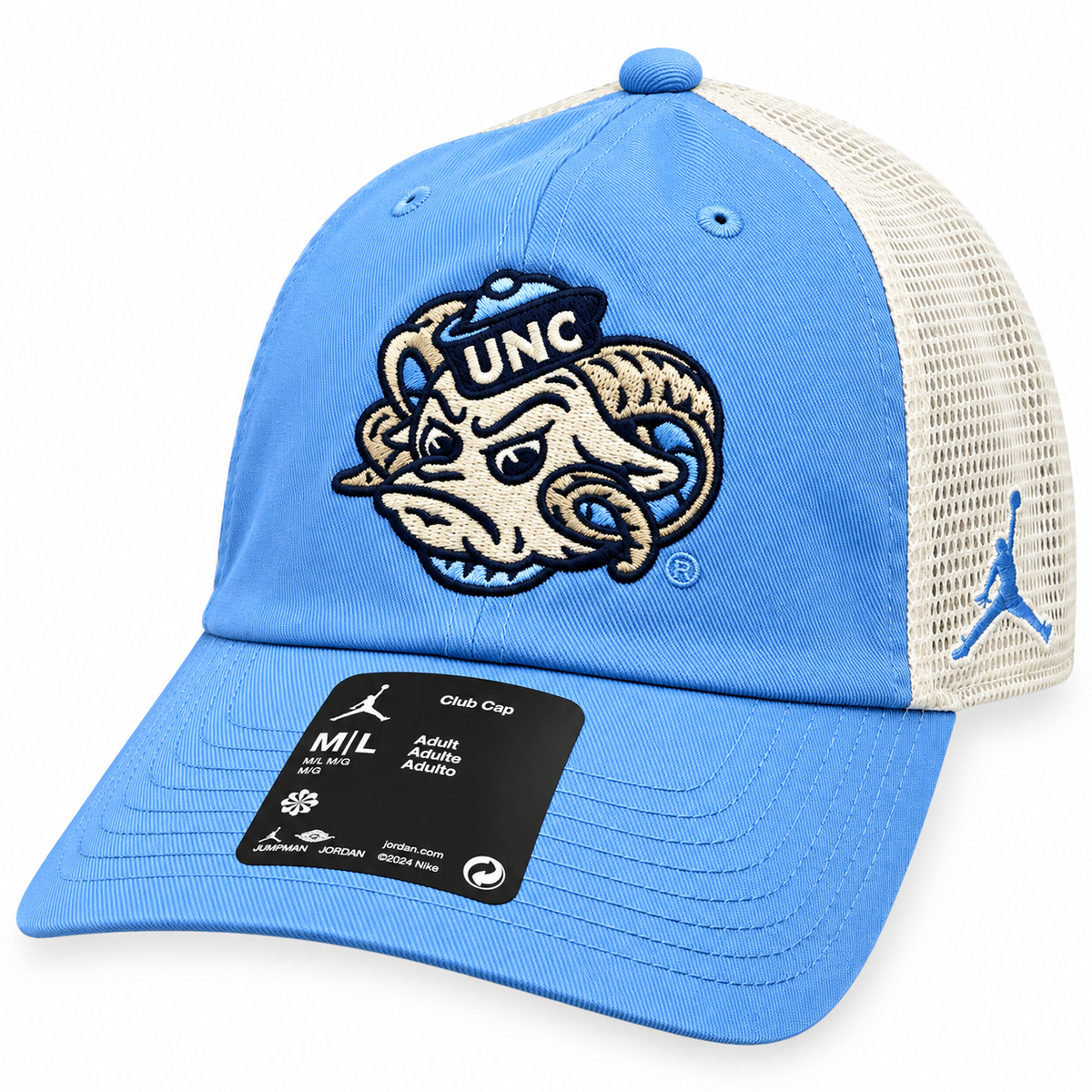 North Carolina Tar Heels Nike Carolina Blue Jumpman Club Unstructured Adjustable Trucker Hat