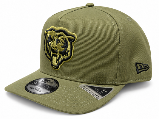 Men's Chicago Bears New Era Olive Green Primary Logo A-Frame 9FIFTY Snapback Hat
