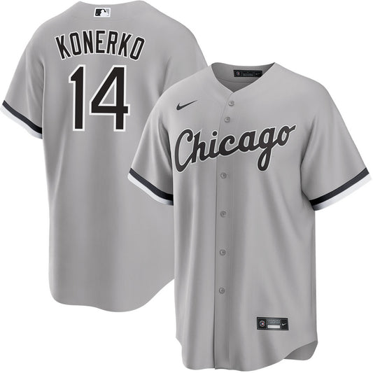 NIKE Men's Paul Konerko Chicago White Sox Road Gray Premium Stitch Replica Jersey
