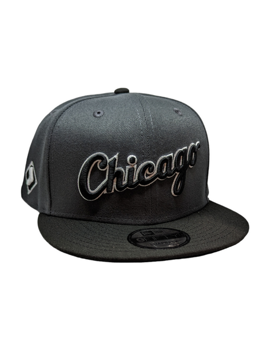 Chicago White Sox New Era 2 Tone Graphite/Black Script 9FIFTY Snapback Adjustable Hat
