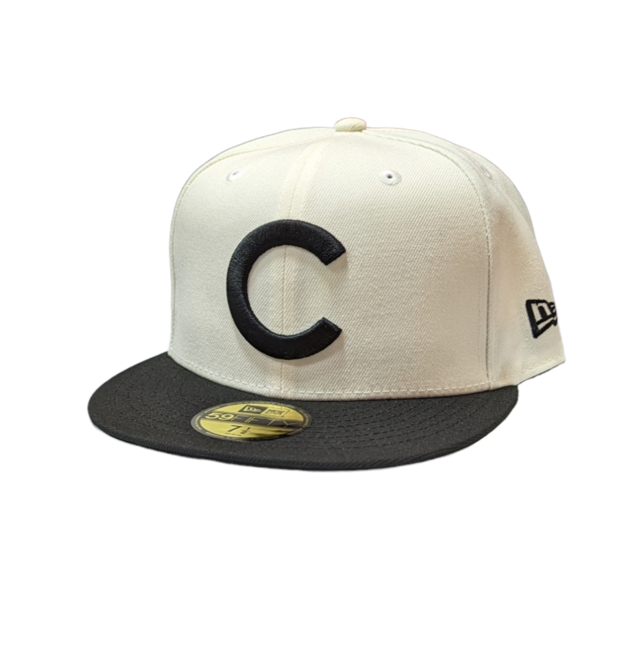 Chicago Cubs 1908 World Series Champions 2 Tone Chrome & Black New Era 59FIFTY Fitted Hat