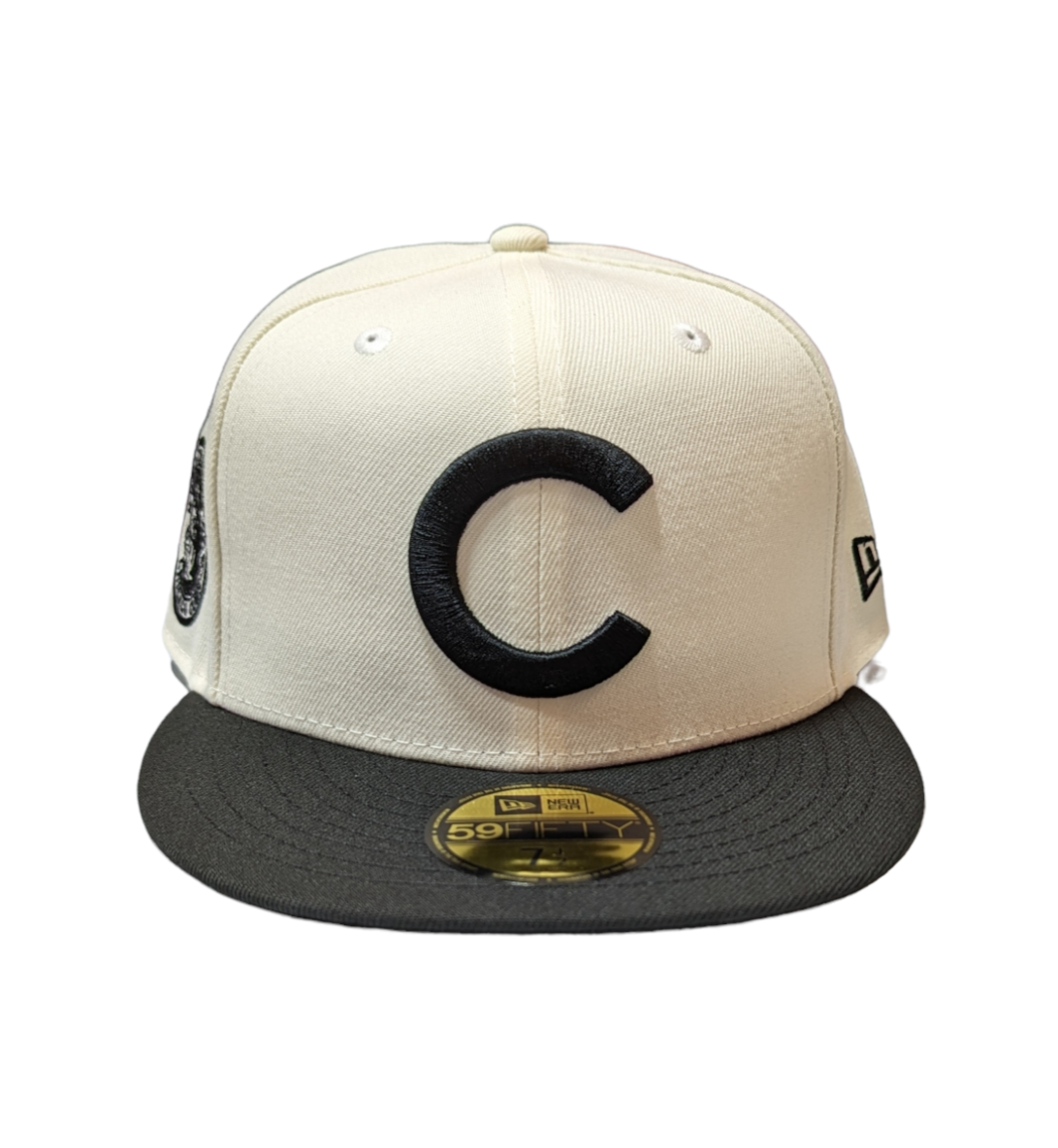 Chicago Cubs 1908 World Series Champions 2 Tone Chrome & Black New Era 59FIFTY Fitted Hat