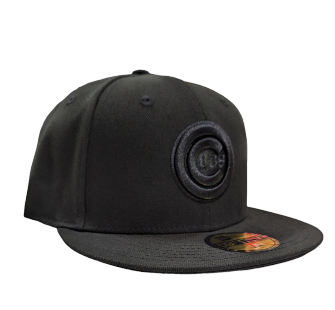Chicago Cubs New Era Black Tonal Bullseye 59FIFTY Fitted Hat