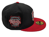Mudville 9 MILB 2 Tone Black/Red Centerfield New Era 59FIFTY Fitted Hat - Pro Jersey Sports