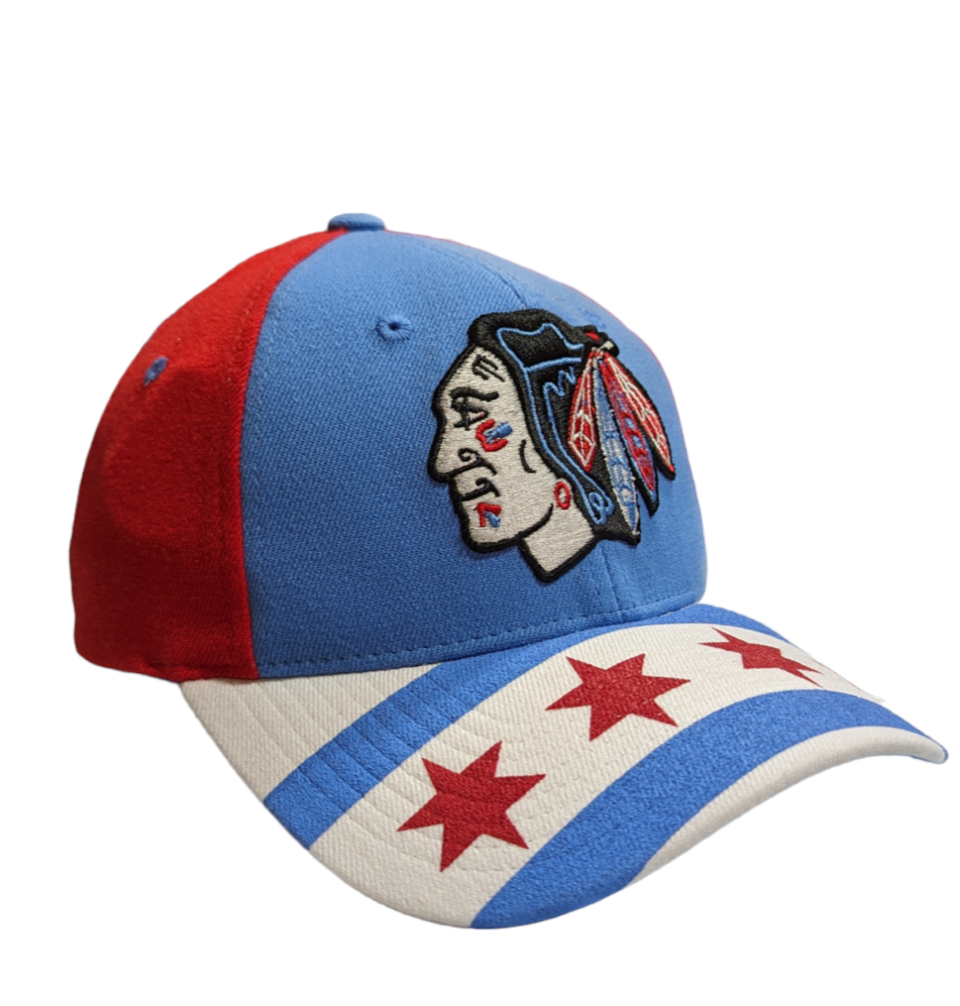 Mens NHL Chicago Blackhawks City Flag Blue/Red Zephyr Flex Hat