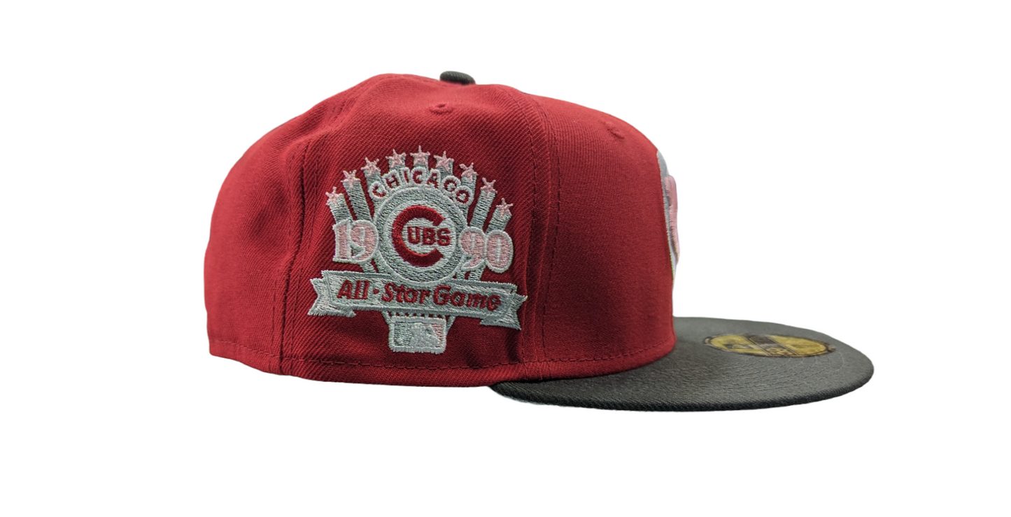 Men's  Chicago Cubs New Era 2 Tone Rock Pack Pearl Jam Ten Inspired Pearl Jam 1990 ASG Pinot/Red/Pewter 59FIFTY Fitted Hat