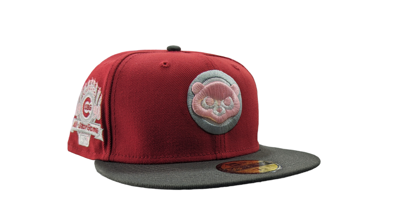 Men's  Chicago Cubs New Era 2 Tone Rock Pack Pearl Jam Ten Inspired Pearl Jam 1990 ASG Pinot/Red/Pewter 59FIFTY Fitted Hat