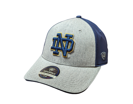Men's Notre Dame Fighting Irish Top Of the World Navy/Gray Merge Flex Fit Hat