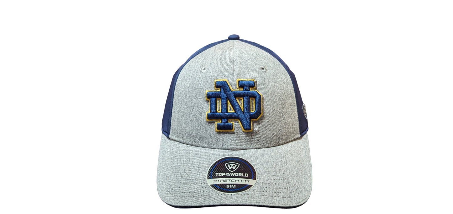 Men's Notre Dame Fighting Irish Top Of the World Navy/Gray Merge Flex Fit Hat
