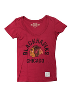 Women's Chicago Blackhawks Chicago Deep V Neck Tee - Pro Jersey Sports
