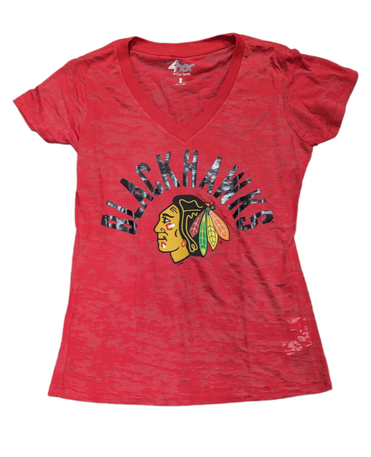 Women's Chicago Blackhawks Red G-III 4Her by Carl Banks V-Neck Burnout Tee