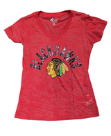 Women's Chicago Blackhawks Red G-III 4Her by Carl Banks V-Neck Burnout Tee - Pro Jersey Sports