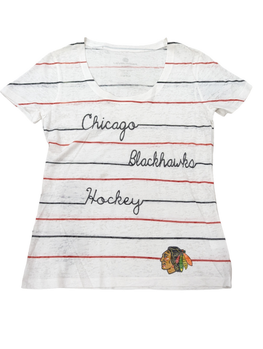 Women's Chicago Blackhawks LevelWear White Ella Scoop T-Shirt