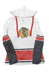 Women's Chicago Blackhawks NHL LevelWear White Skate Lacey Lucy Hooded T-Shirt - Pro Jersey Sports