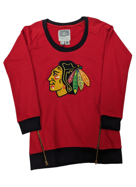 Women's Chicago Blackhawks Old Time Hockey Red Sydney Crewneck Sweatshirt