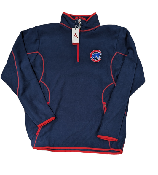 Men's MLB Chicago Cubs Navy Ice Fleece Jacket by Antigua