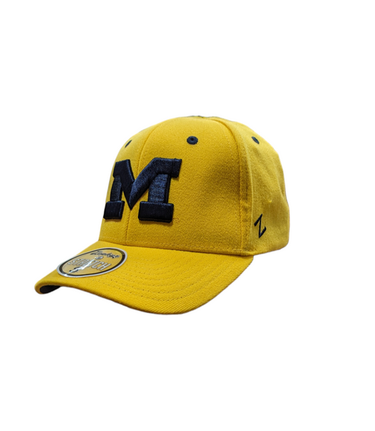 Men's NCAA Michigan Wolverines Zephyr Gold Primary Logo Flex Fit Hat