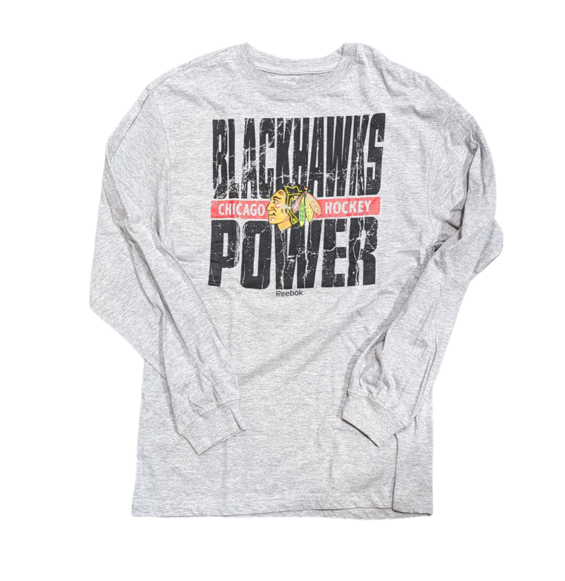 NHL Chicago Blackhawks Youth Reebok Black/Gray 2 In One Long Sleeve/Short Sleeve Combo T-Shirt