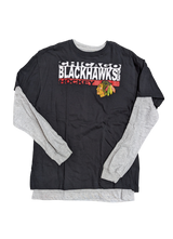 NHL Chicago Blackhawks Youth Reebok Black/Gray 2 In One Long Sleeve/Short Sleeve Combo T-Shirt - Pro Jersey Sports