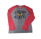 Youth Chicago Blackhawks CCM Tri-Blend Gray/Red Long Sleeve Crew Neck Tee - Pro Jersey Sports