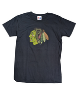 Men's Chicago Blackhawks Majestic Black Style Fit Logo Tee By Majestic - Pro Jersey Sports