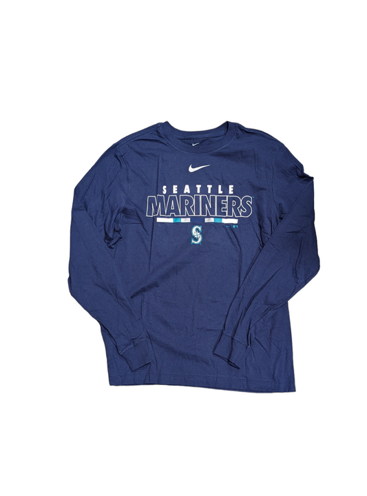 Men's Seattle Mariners Nike Navy Color Bar Long Sleeve T-Shirt
