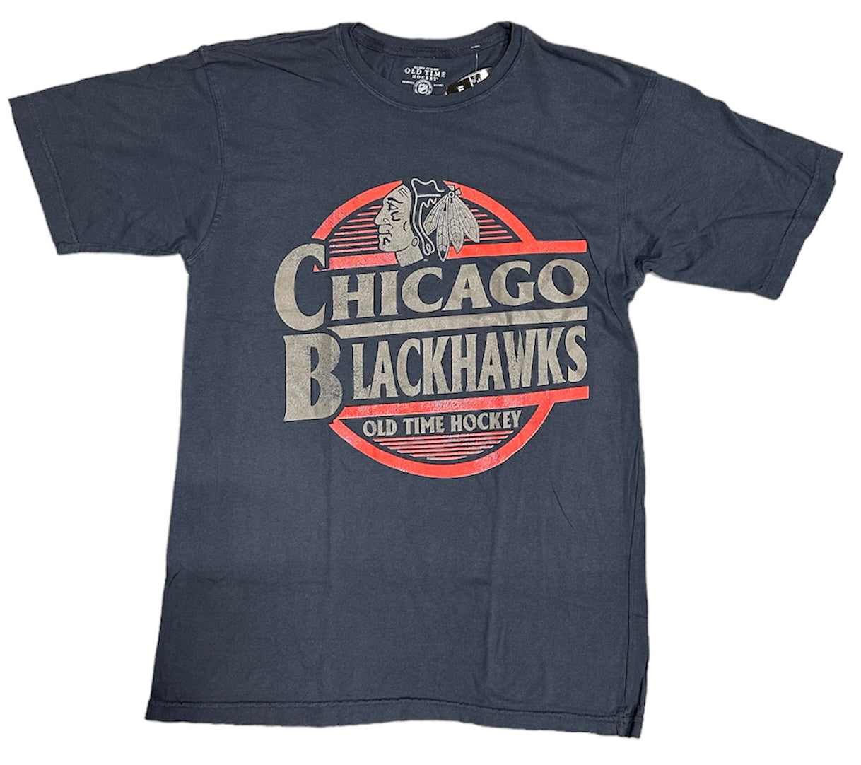 Men's Chicago Blackhawks Charcoal Coil Tee By Old Time Hockey
