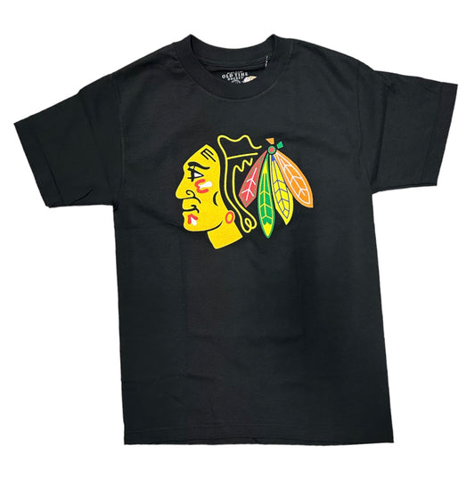 Chicago Blackhawks Logo Crewneck T-Shirt-Black