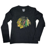 Youth Girls Chicago Blackhawks Distressed Logo L/S Tee By Reebok - Pro Jersey Sports