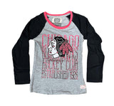 Youth Girls Chicago Blackhawks Harmony Crewneck L/S T-Shirt By Old Time hockey - Pro Jersey Sports