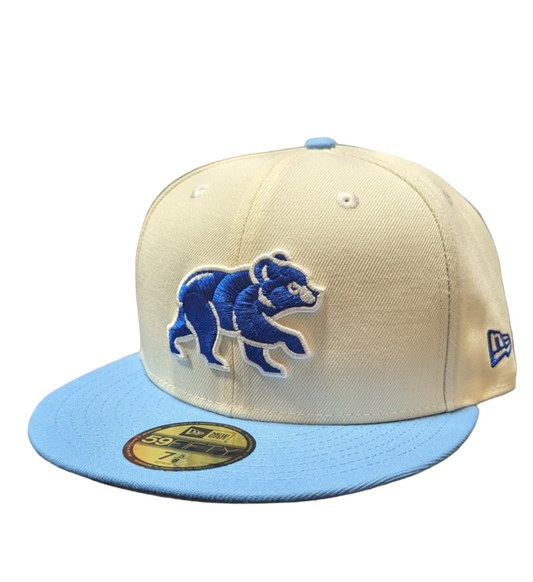 Chicago Cubs Tonal Chrome/Sky Blue Spring Training Bear New Era 59FIFTY Fitted Hat