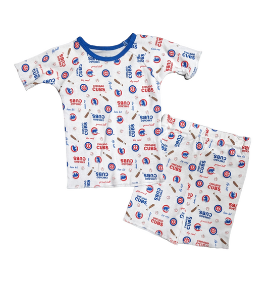 Toddler Chicago Cubs 2-Piece Tee and Short Sleep White Ground Ball Set By Outerstuff
