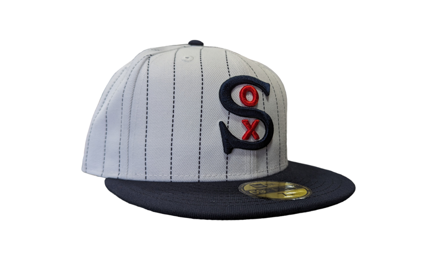Men's Chicago White Sox New Era Navy Pinstripe 1917 Logo 59FIFTY Fitted Hat