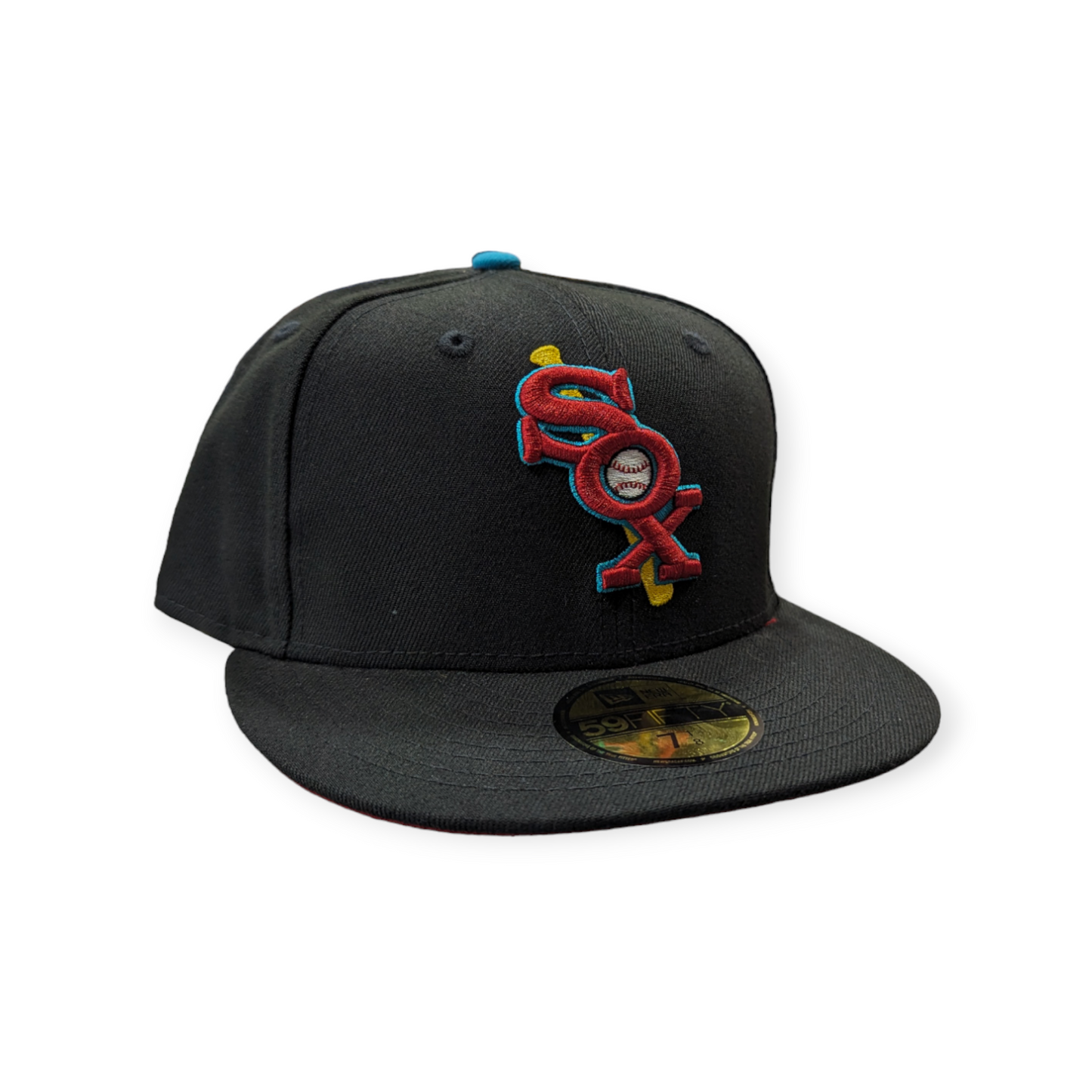 Chicago White Sox New Era Black/Aqua 59FIFTY Fitted Hat