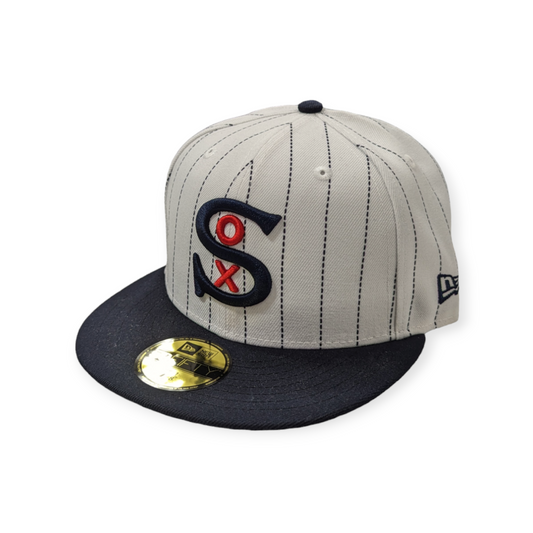 Chicago White Sox New Era White Pinstripe 1917 Logo 59FIFTY Fitted Hat
