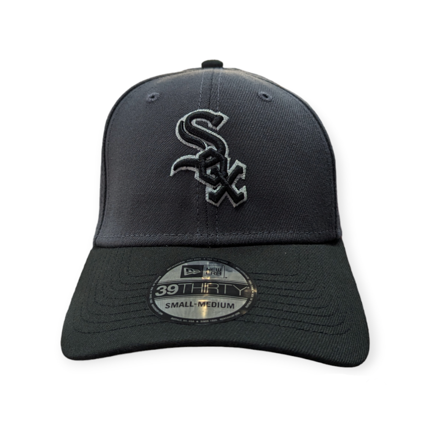 Chicago White Sox New Era Graphite/Black Primary Logo 39THIRTY Flex Fit Hat