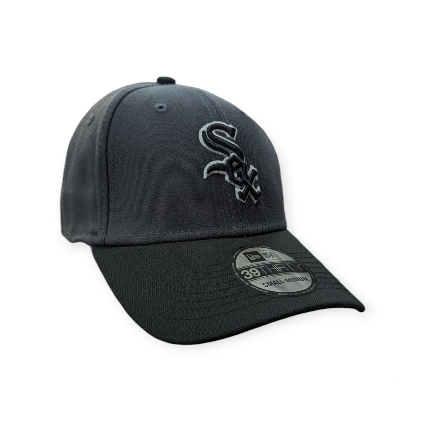 Chicago White Sox New Era Graphite/Black Primary Logo 39THIRTY Flex Fit Hat