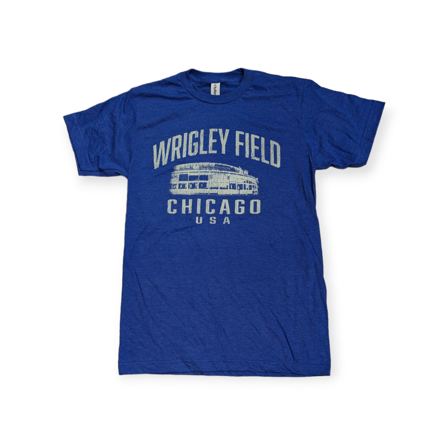 Men's Wrigley Field Chicago Vintage Clark & Addison Heather Royal Blue Tee-Blue