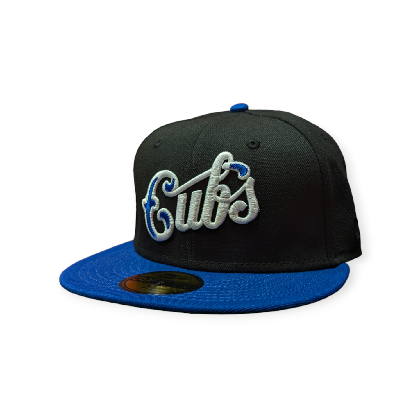 Chicago Cubs New Era Black/Royal Script 59FIFTY Fitted Hat