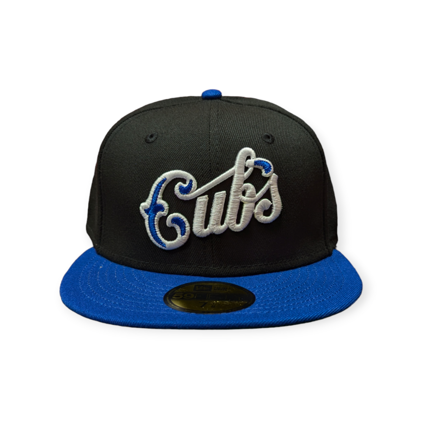 Chicago Cubs New Era Black/Royal Script 59FIFTY Fitted Hat