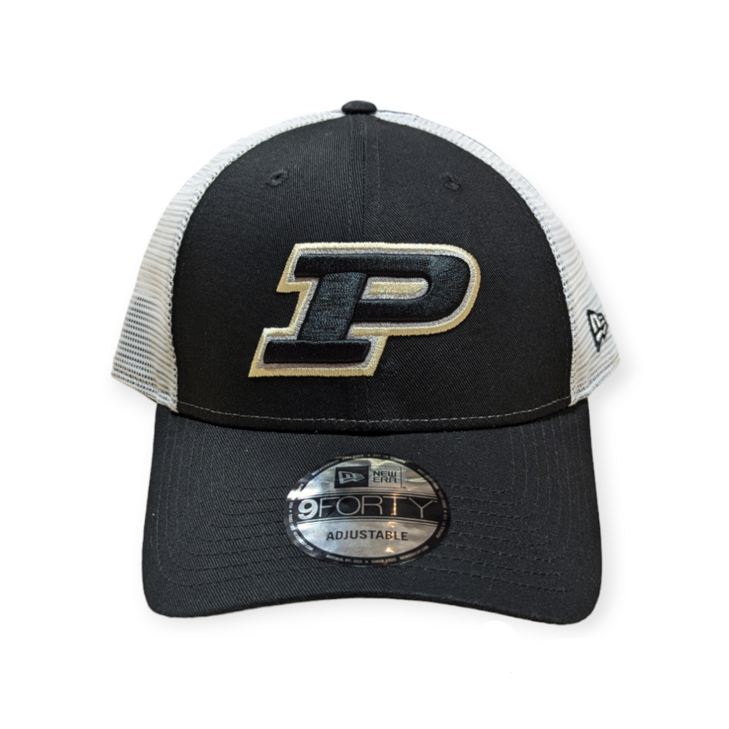 Purdue Boilermakers New Era Black/White Trucker 9FORTY Adjustable Hat