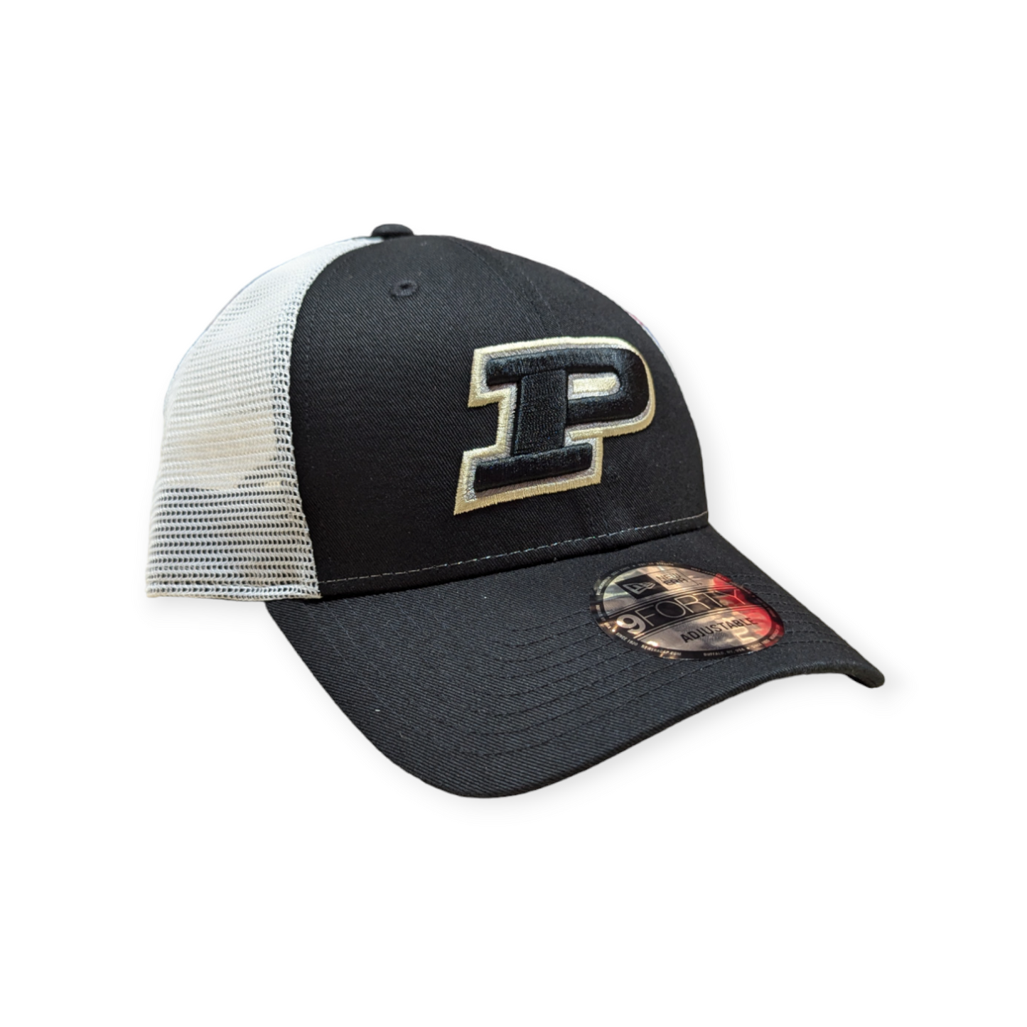 Purdue Boilermakers New Era Black/White Trucker 9FORTY Adjustable Hat