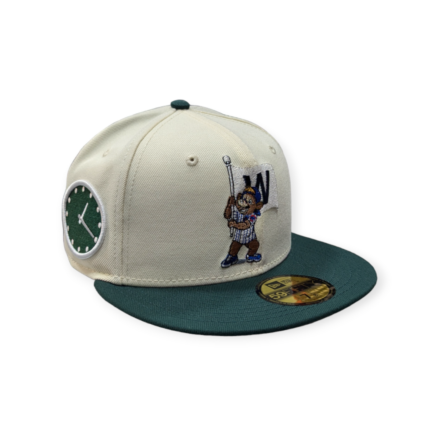 Chicago Cubs New Era Clark the Bear W Flag Chrome/Forest Green 59FIFTY Fitted Hat