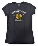 Women's Old Time Hockey Chicago Blackhawks 2010 Stanley Cup Champions Black T-Shirt - Pro Jersey Sports