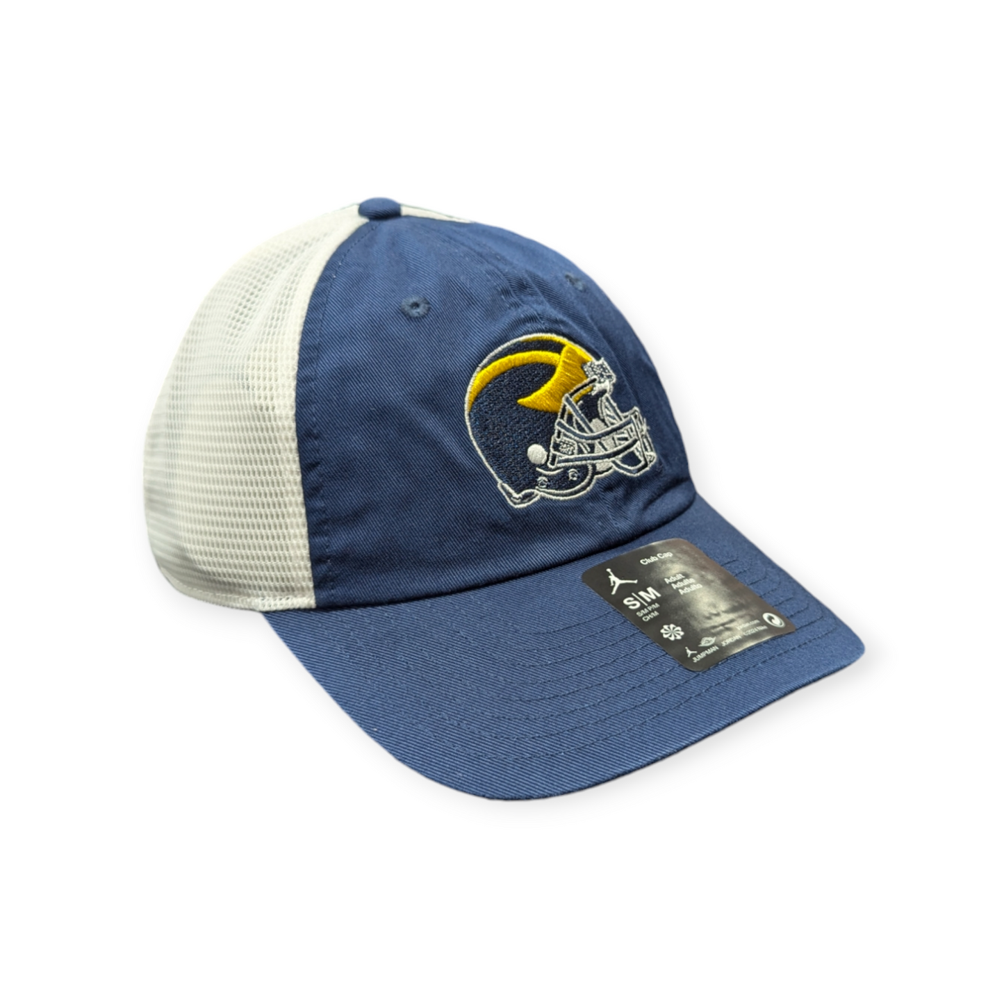 Michigan Wolverines Nike Navy Jumpman Helmet Logo Club Unstructured Adjustable Trucker Hat