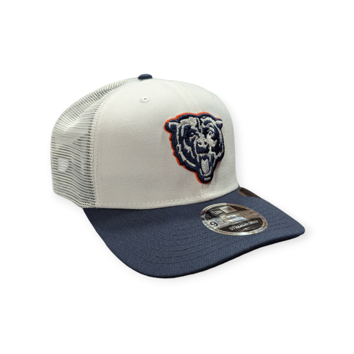 Men's Chicago Bears New Era White/Navy NFL Trucker Primary Logo 9SEVENTY Adjustable Hat