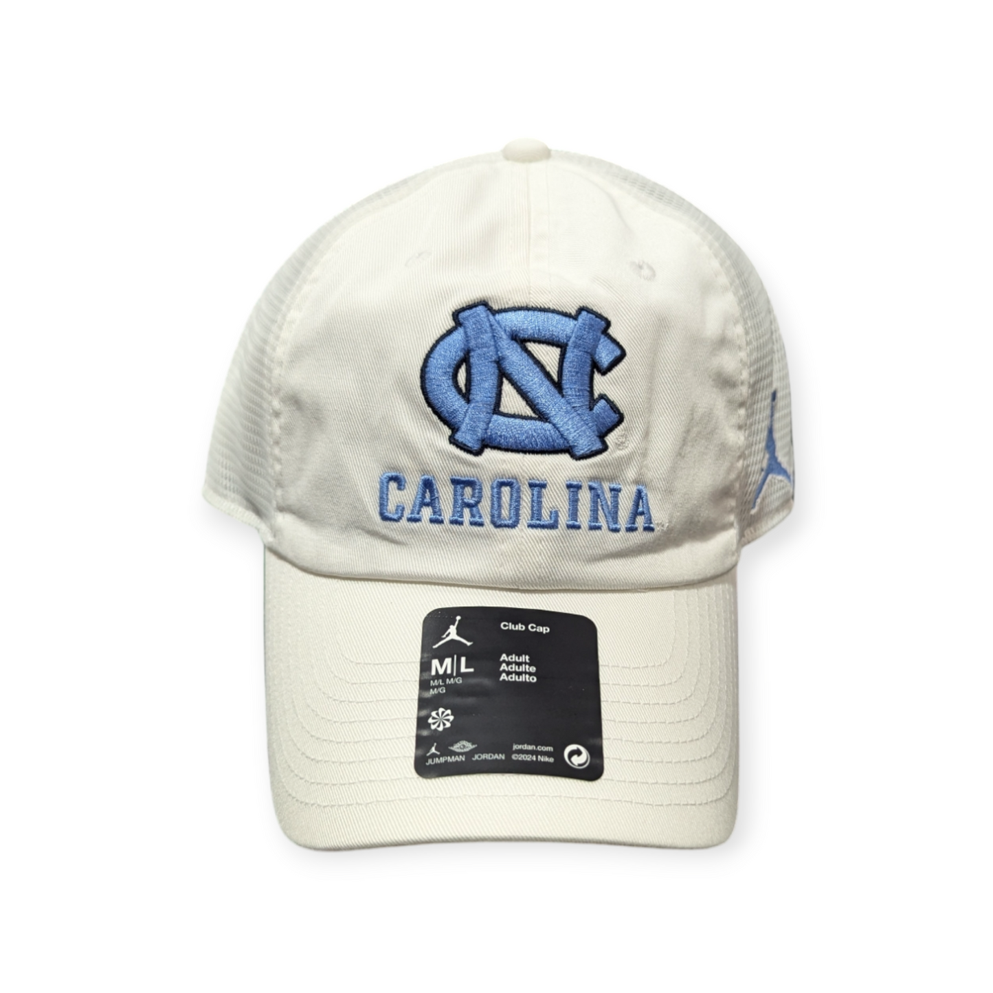 North Carolina Tar Heels Nike White Jumpman Club Unstructured Adjustable Trucker Hat