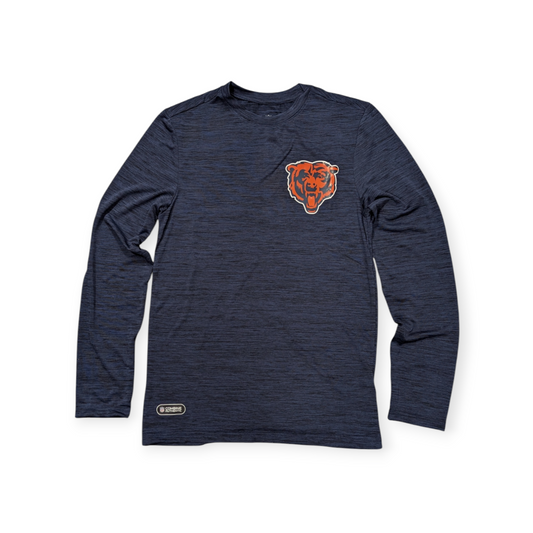 Mens Chicago Bears NFL Combine Navy Tackle Crew Long Sleeve Tee