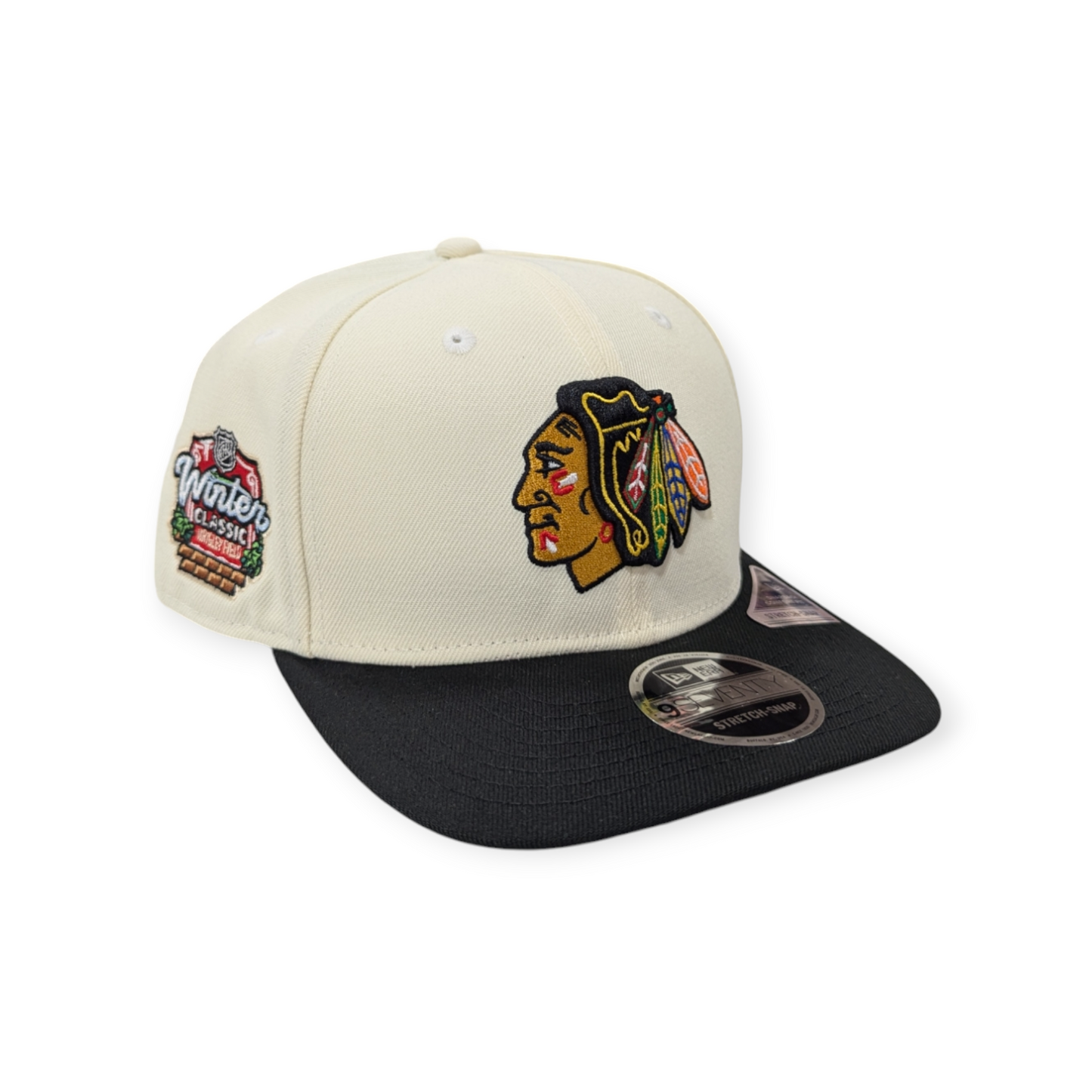 Men's Chicago Blackhawks New Era Chrome/Black 2024 Winter Classic 9SEVENTY Trucker Hat